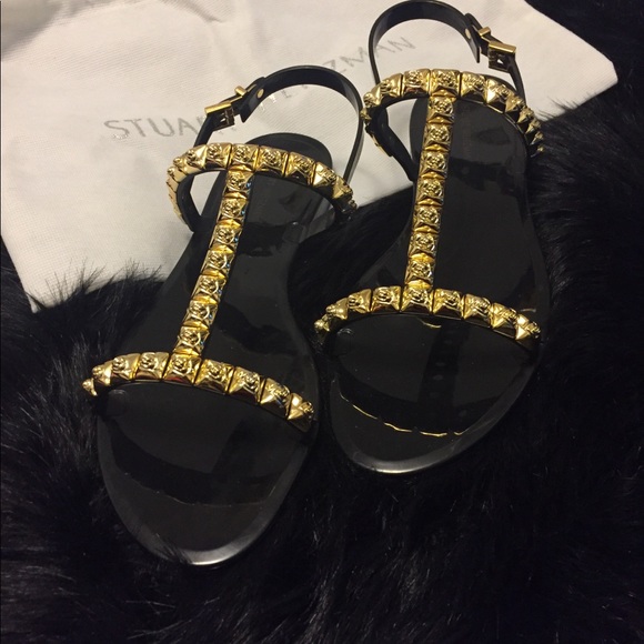 Stuart Weitzman Jelrose Studded T-Strap Sandals - Picture 2 of 6